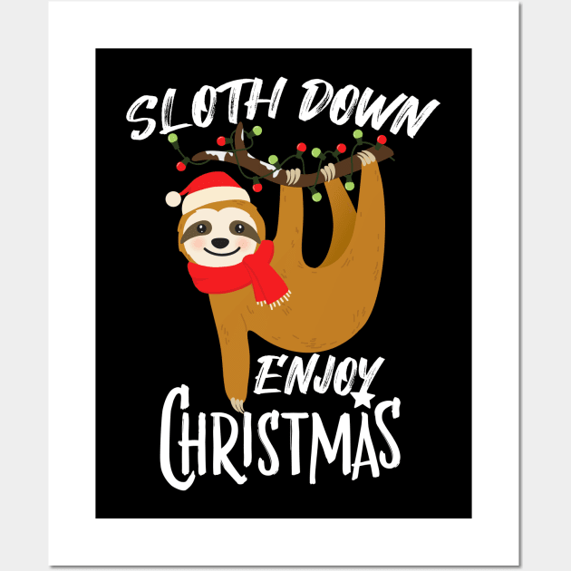 Sloth down enjoy christmas Wall Art by medrik